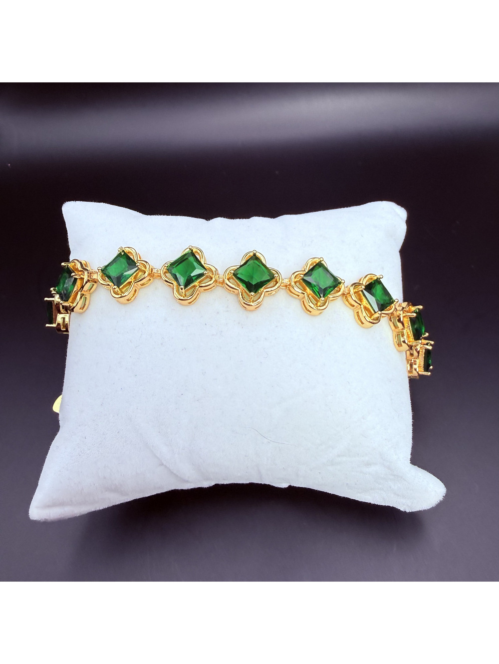 candy+clover chunky green clover gold tone statement bracelet